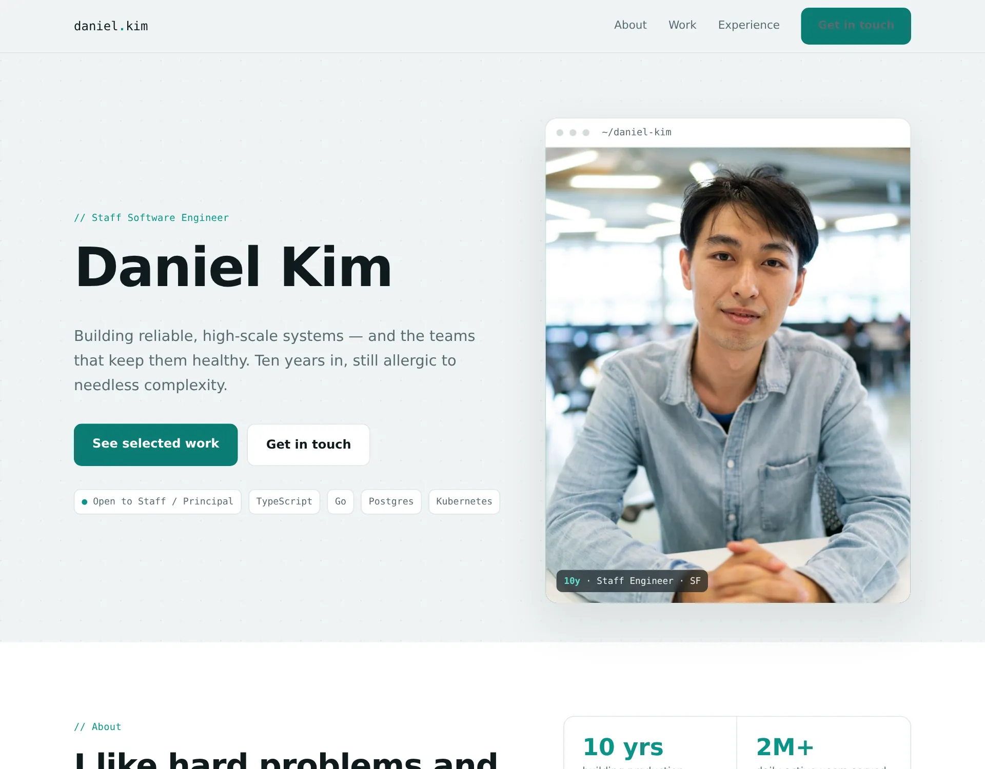Daniel Kim's Bravo site — staff software engineer